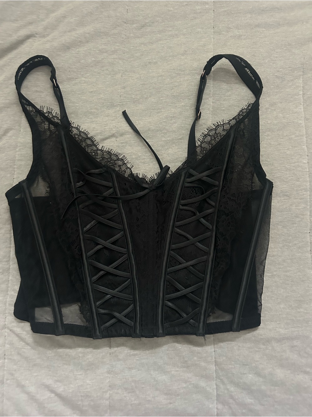 Victoria's Secret Black Lace Corset Crop Top